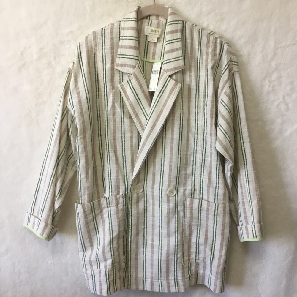Anthropologie Maeve Cream Danielle Striped Blazer - Picture 15 of 16